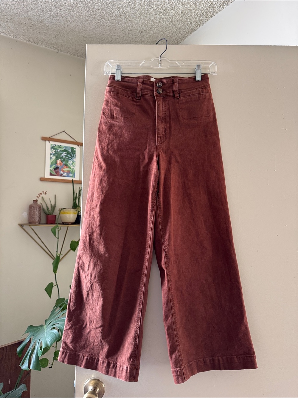 Wide Leg Women's Pants in Rust Brown